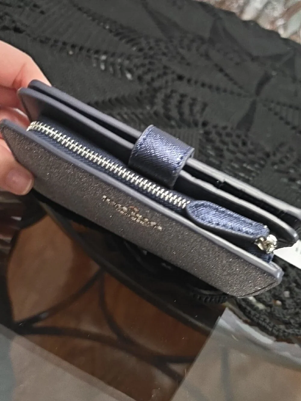 kate spade New York Glitter Wallet Silver